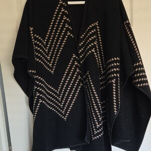 Black and Tan Chevron Poncho